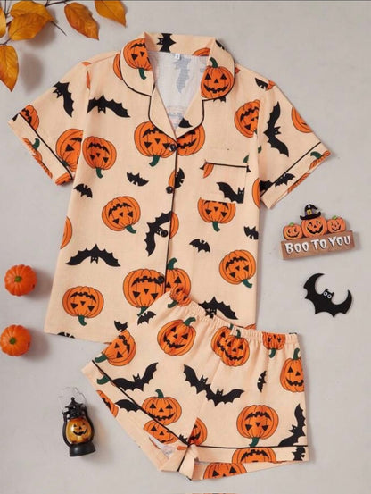 Halloween two piece pajama set .